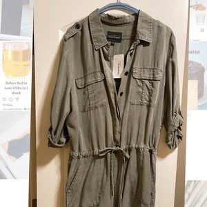 Khaki romper brand new size large